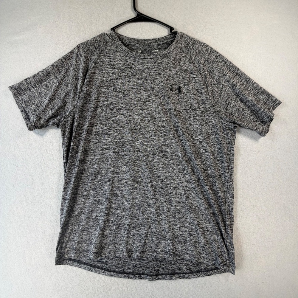 Under Armour The Tech Tee Mens Large Gray Space Dye Heather Athletic Shirt L Y2K